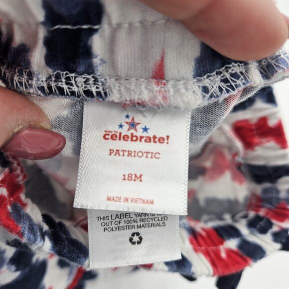 Red White Blue Girls 2T Tank Fringe Pom Pom Hem Line Shorts Outfit Tie Dye 4th - Picture 9 of 12